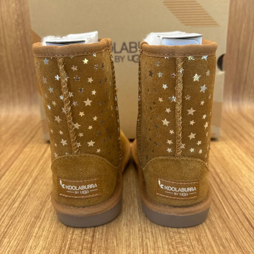 Koolaburra by UGG Short Stars Boots Toddler 8 Chestnut Metallic Star Suede NEW